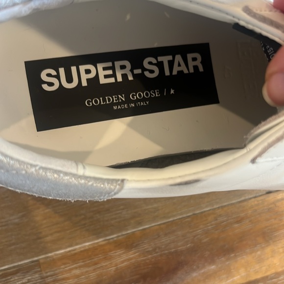 Golden Goose White and Silver Distressed Sneakers - Picture 6 of 6